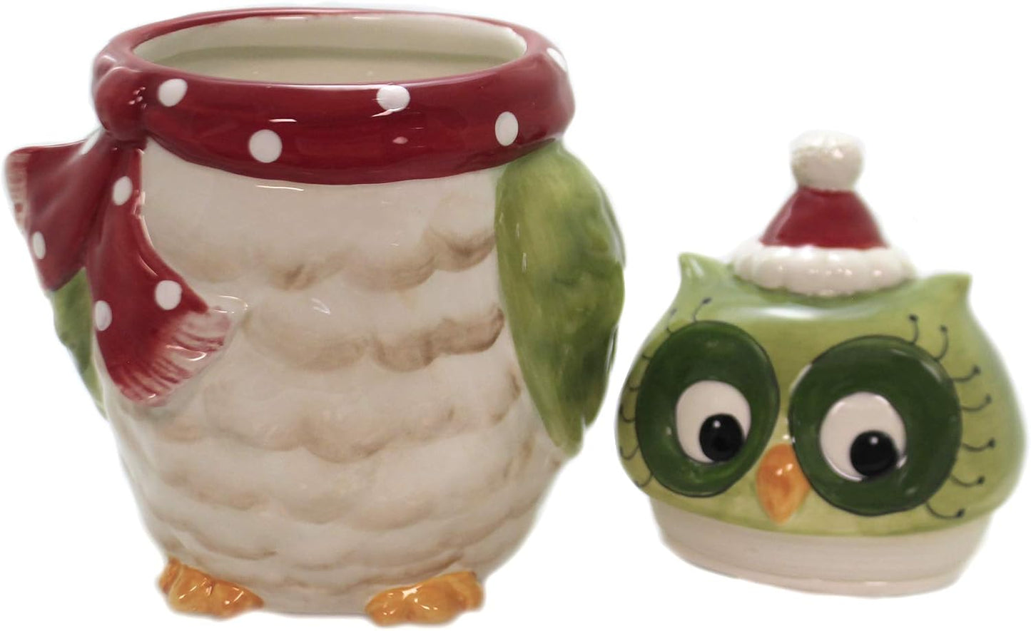 Cosmos Gifts Ceramic Owl Design Holiday Cookie Jar 9-5/8"