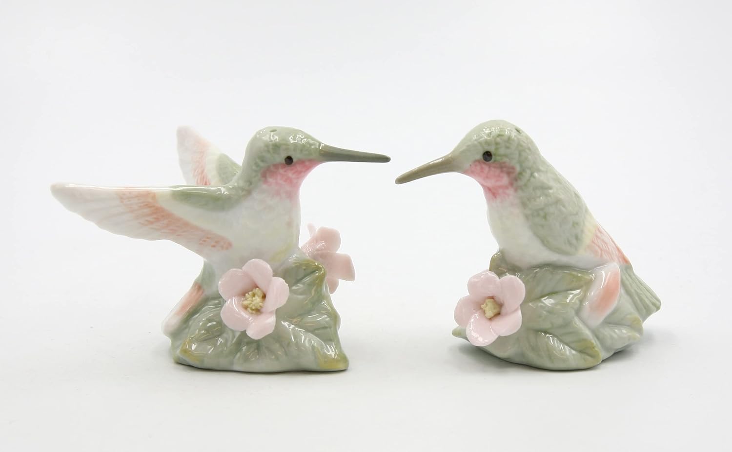 CG Fine Ceramic Green Hummingbirds with Multi-Colored Wings Salt and Pepper Shakers Set 2-1/2" H