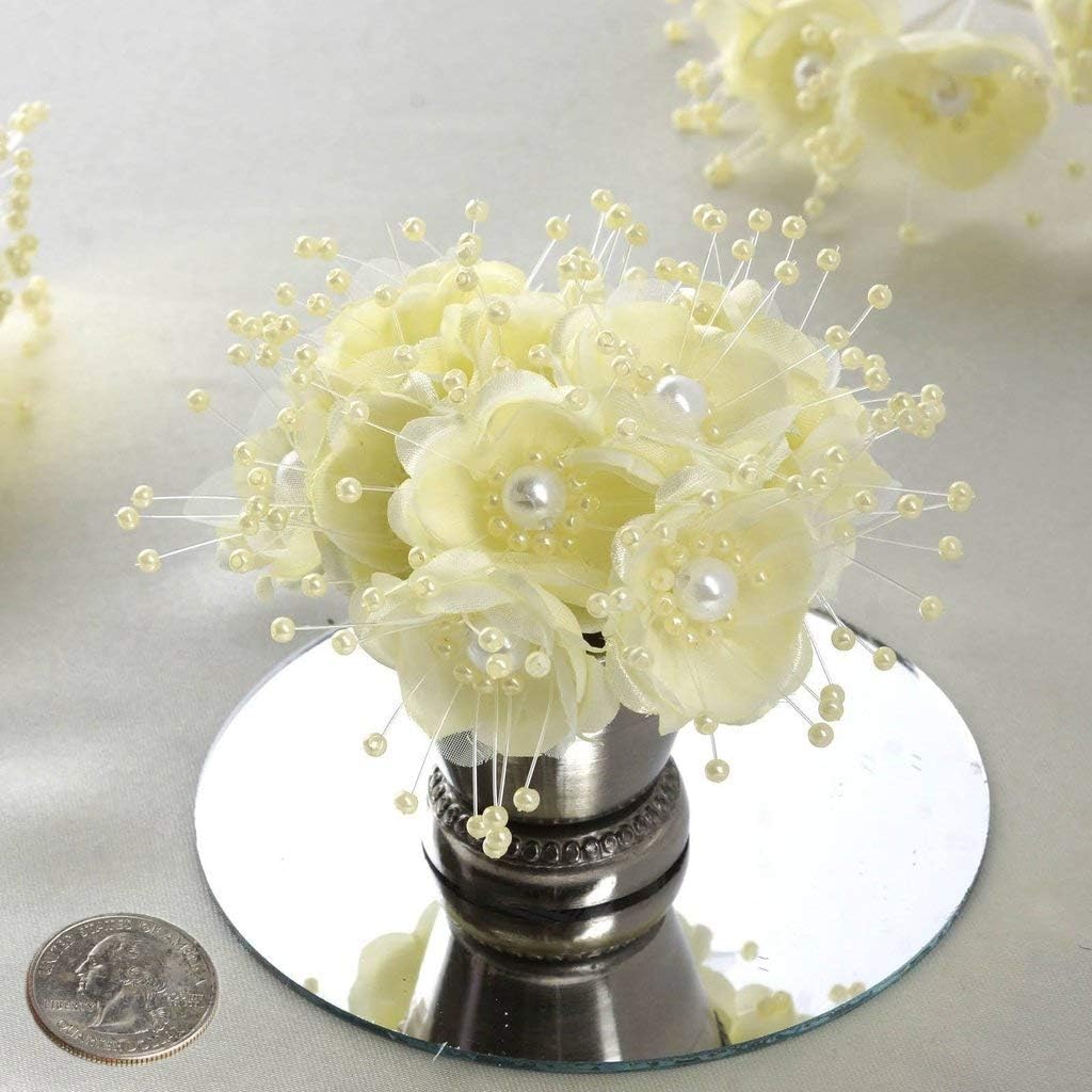 Party Favors Plus Yellow Satin Pearl Flowers 72 Count