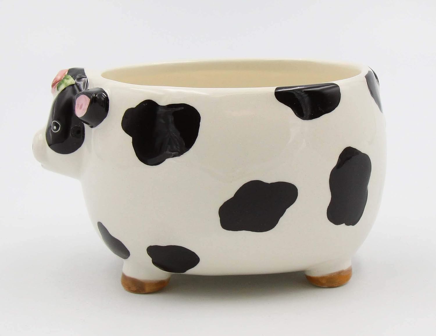 Cosmos Gifts Fine Ceramic Country Barnyard Cow Candy Dish Bowl/Plant Planter 5" L Multicolored