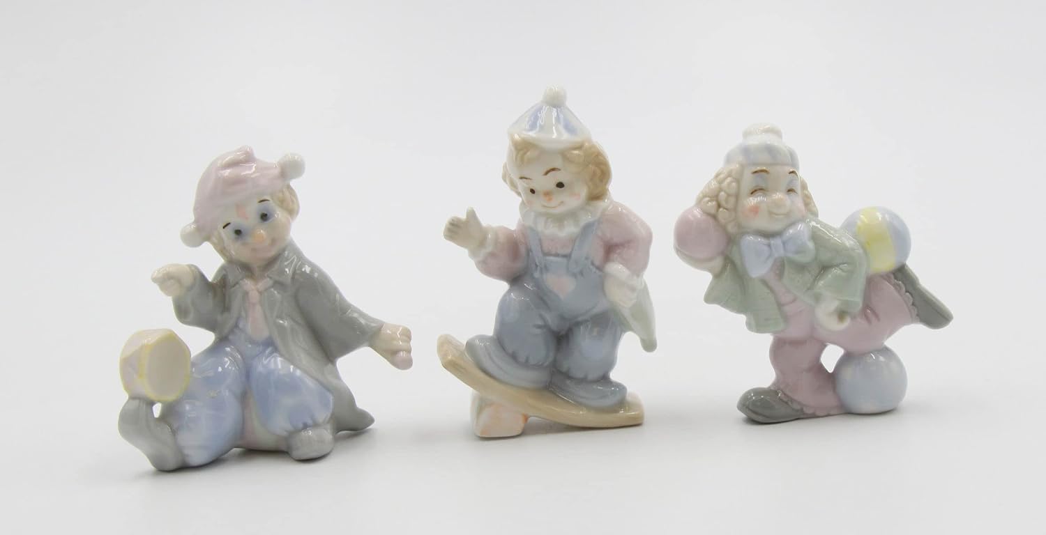 Cosmos Gifts Fine Porcelain Children Performing Clown Acts Set of 3 Figurines 3" H