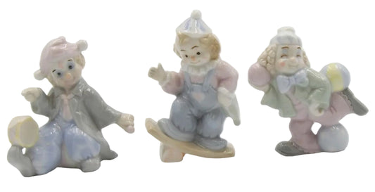 Cosmos Gifts Fine Porcelain Children Performing Clown Acts Set of 3 Figurines 3" H
