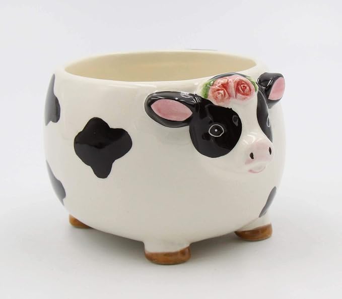 Cosmos Gifts Fine Ceramic Country Barnyard Milk Cow Candy Dish Bowl 5-1/8" L