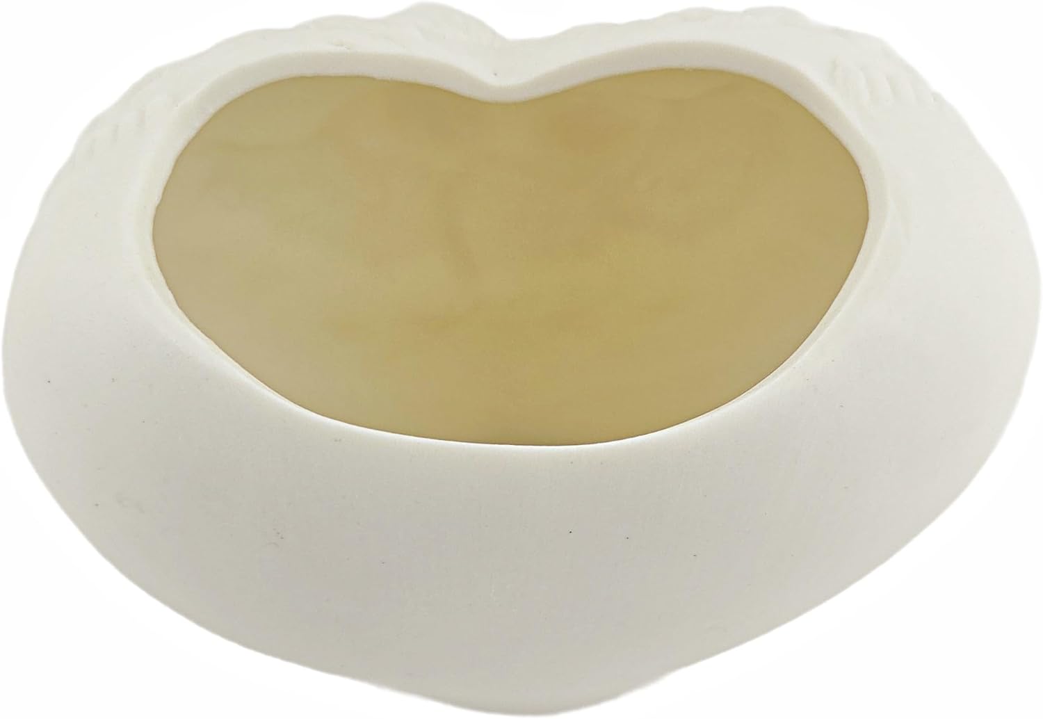 Party Favors Plus Heart-Shaped Ceramic Planter Vase White Cherub Rose Relief 4x5 Inch