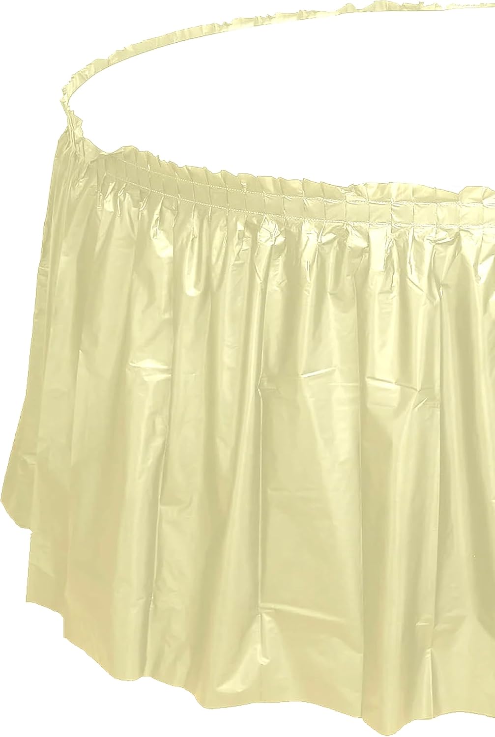 Party Favors Plus Ivory Plastic Tablecloth 84 Inch Round with Table Skirts 3 Piece Set