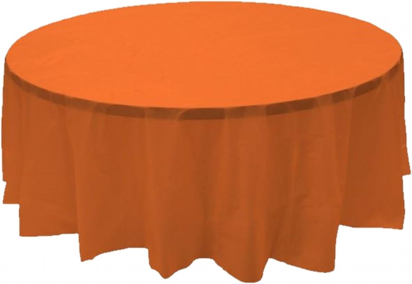 Party Favors Plus Orange Plastic Tablecloth 84 Inch Round with 2 Table Skirts 3 Piece Set