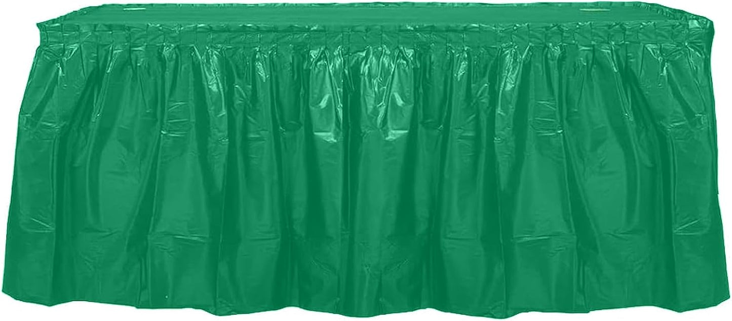 Party Favors Plus Green Plastic Rectangular Tablecloth With Matching Table Skirt 54x108 Inches 29 Inch Drop 2 Count