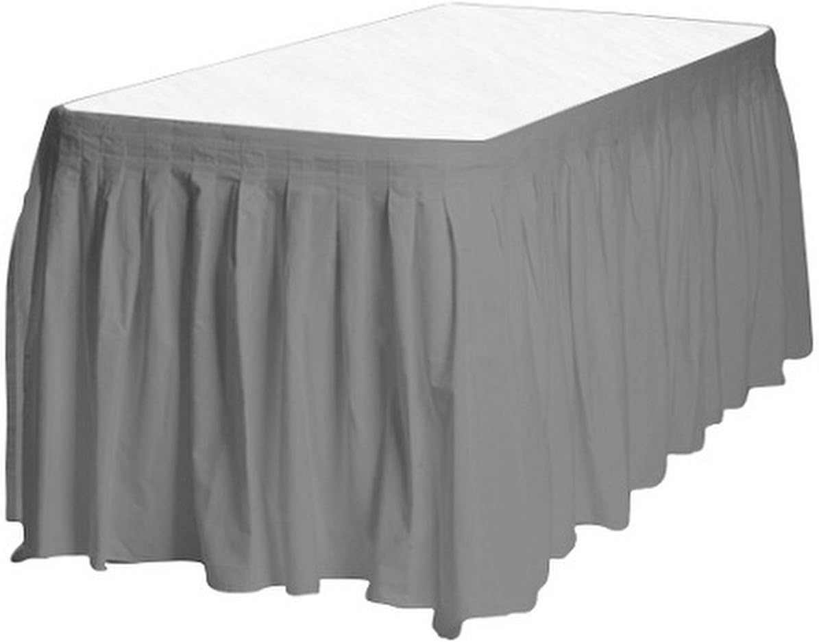 Party Favors Plus Silver Plastic Table Skirts 29 in x 13 Ft