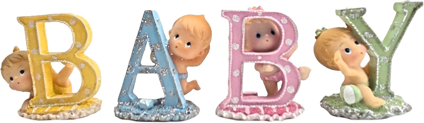 Party Favors Plus Polyresin Baby Letter Figurines Multicolor 2.5 Inch 4 Count