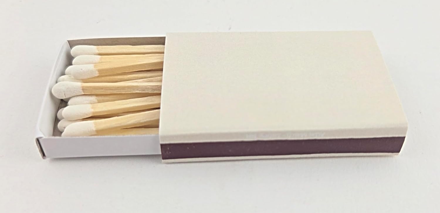 Plain Cream Cover White Tip Wooden Box Matches 50 Pack