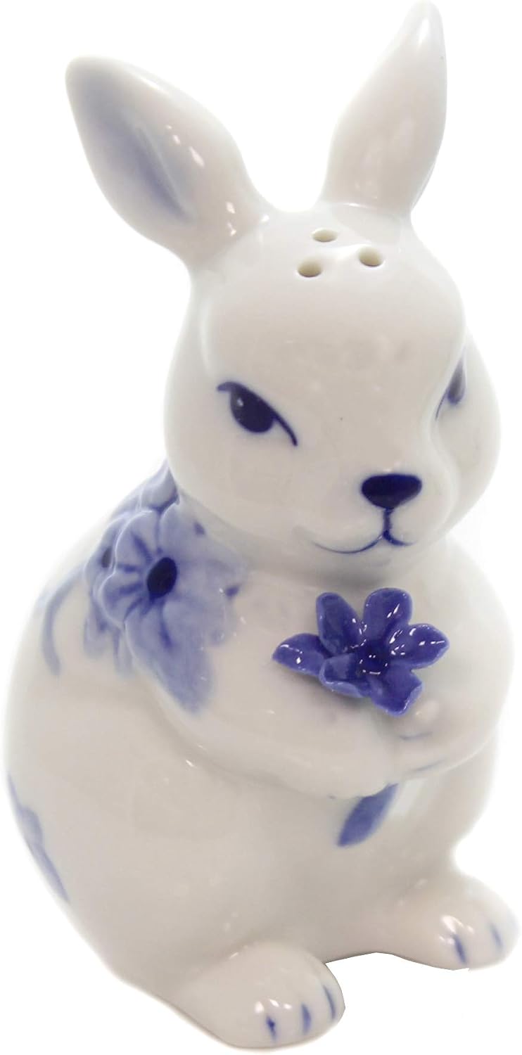 Cosmos Gifts Fine Ceramic White Bunny Rabbit Salt and Pepper Shakers Set 3-3/8" H