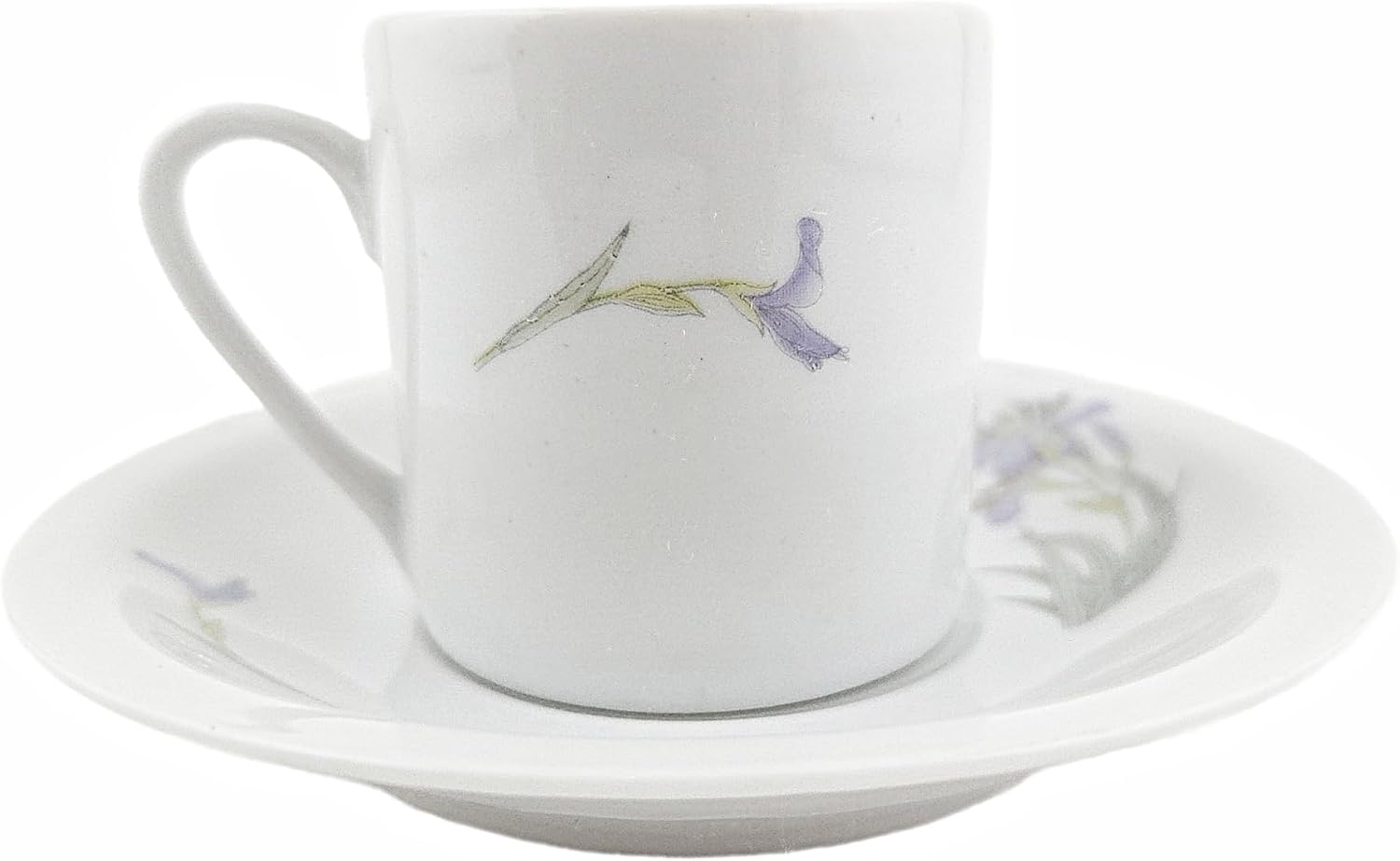 Party Favors Plus Fine Porcelain Coffee Cup and Saucer Set White Purple Floral 12 Piece