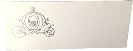 Party Favors Plus Silver Cinderella Carriage Tent Style White Place Cards 4.25 X 1.75 Inch 100 Count