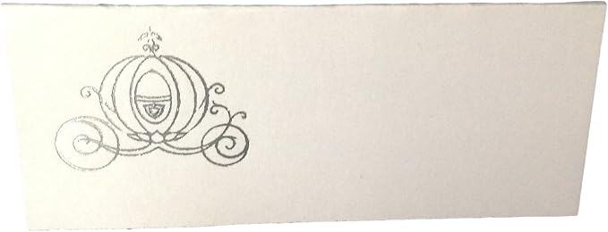 Party Favors Plus Silver Cinderella Carriage Tent Style White Place Cards 4.25 X 1.75 Inch 100 Count