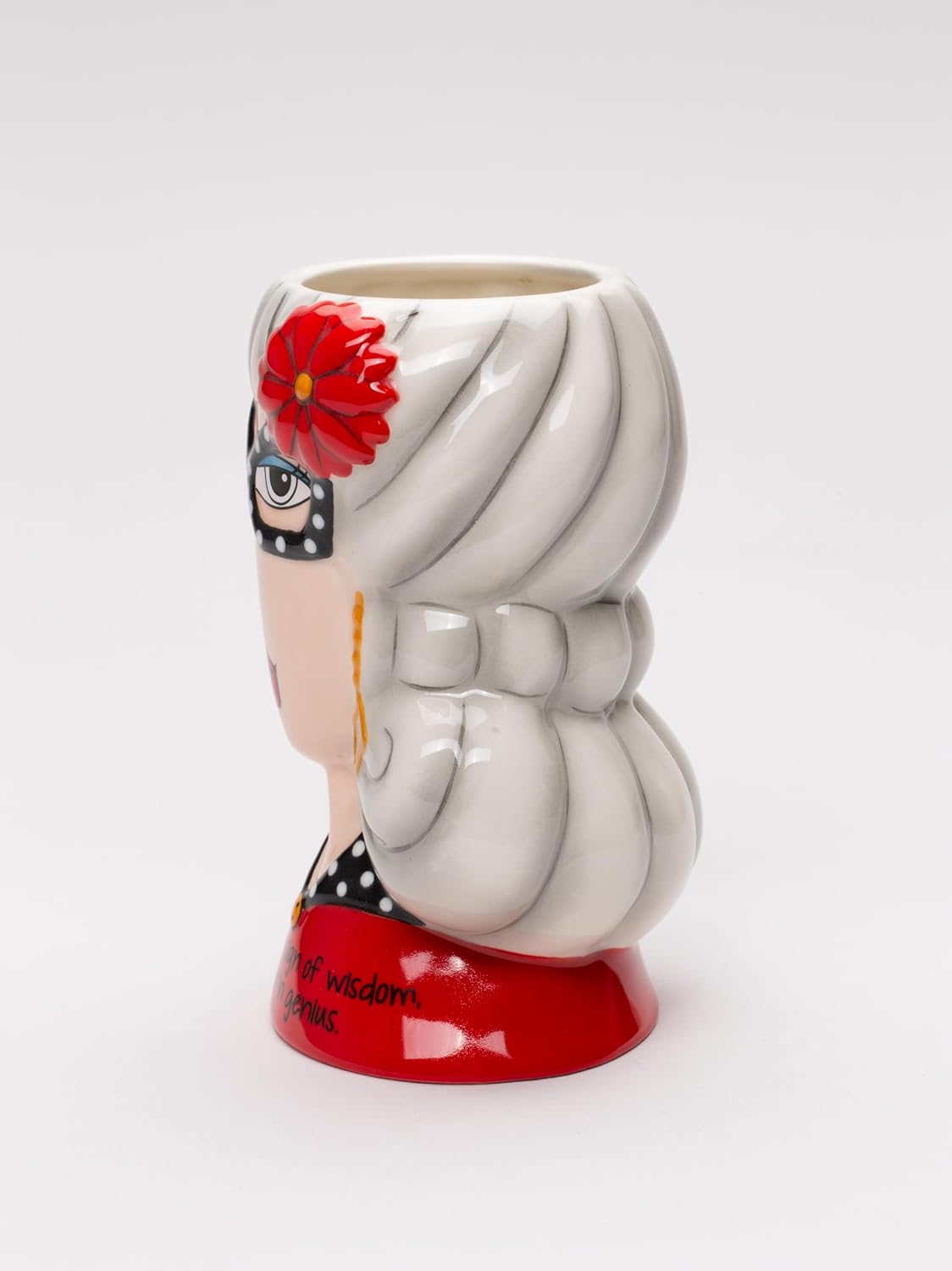 Cosmos Gifts Fine Ceramic Dolly Mama's Fashion Eyeglasses Lady Makeup Brushes Holder Vase 5-1/2" H