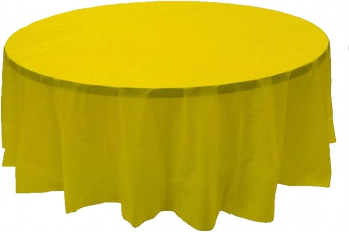 Party Favors Plus Harvest Yellow Plastic Tablecloth 84 Inch Round with Table Skirts 3 Piece Set