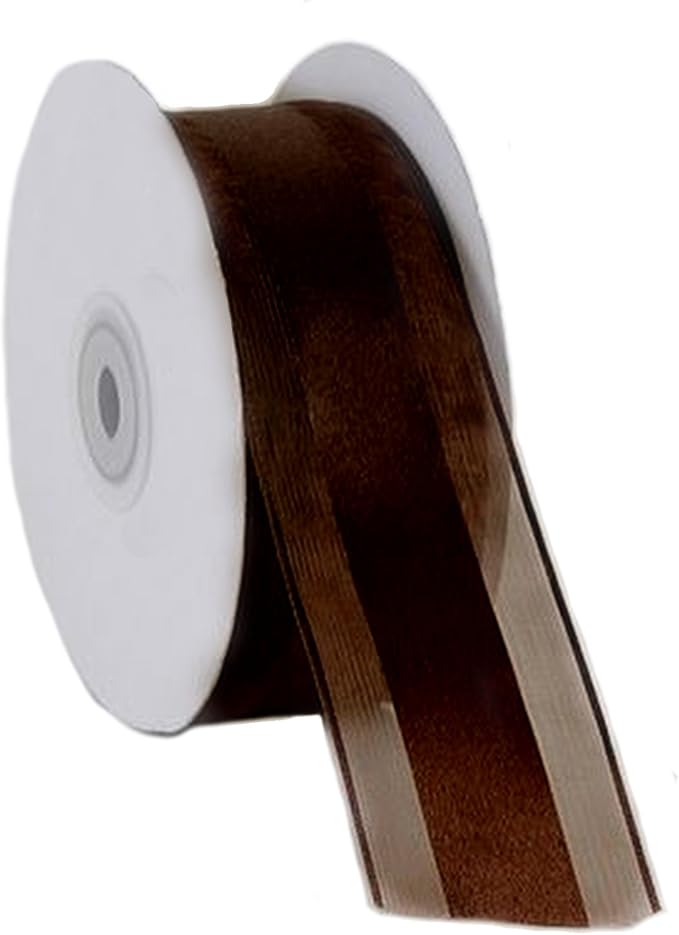 Party Favors Plus Dark Brown Organza and Satin Ribbon 1.5in 25 Yards