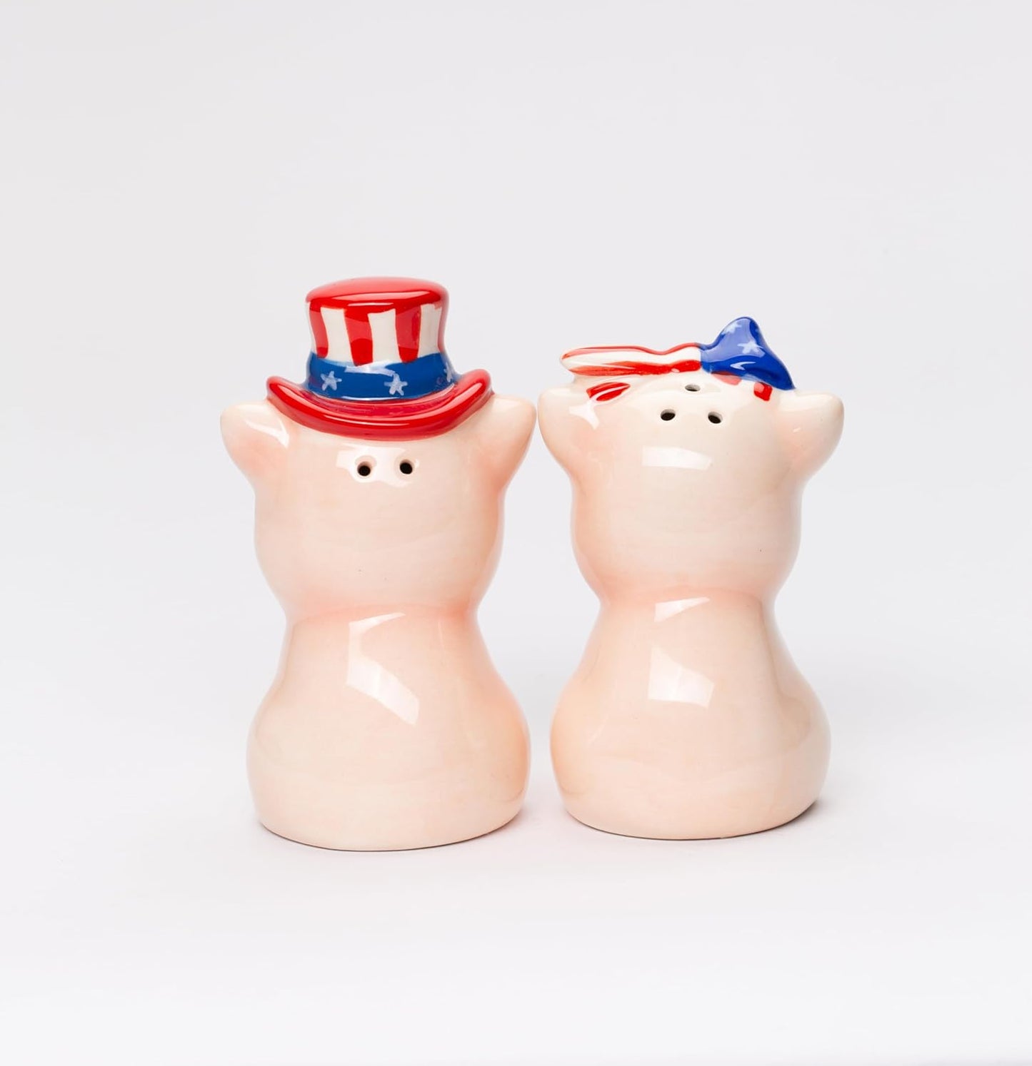 Cosmos Gifts Fine Ceramic Patriotic Fourth of July Love Couple Pig Salt & Pepper Shakers Set 3-1/2" H 21083