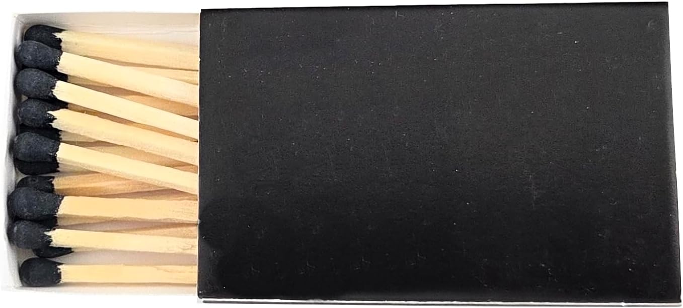 Party Favors Plus Plain Black Cover Wooden Matches Box 50 Count