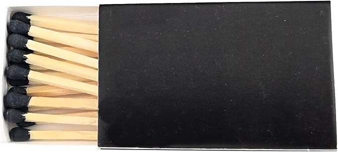 Party Favors Plus Plain Black Cover Wooden Matches Box 50 Count
