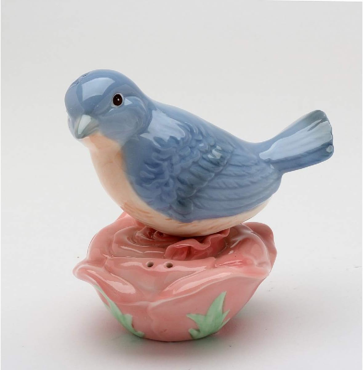 Cosmos Gifts Fine Porcelain Blue Bird on Rose Salt and Pepper Shakers Set 4-1/4" H