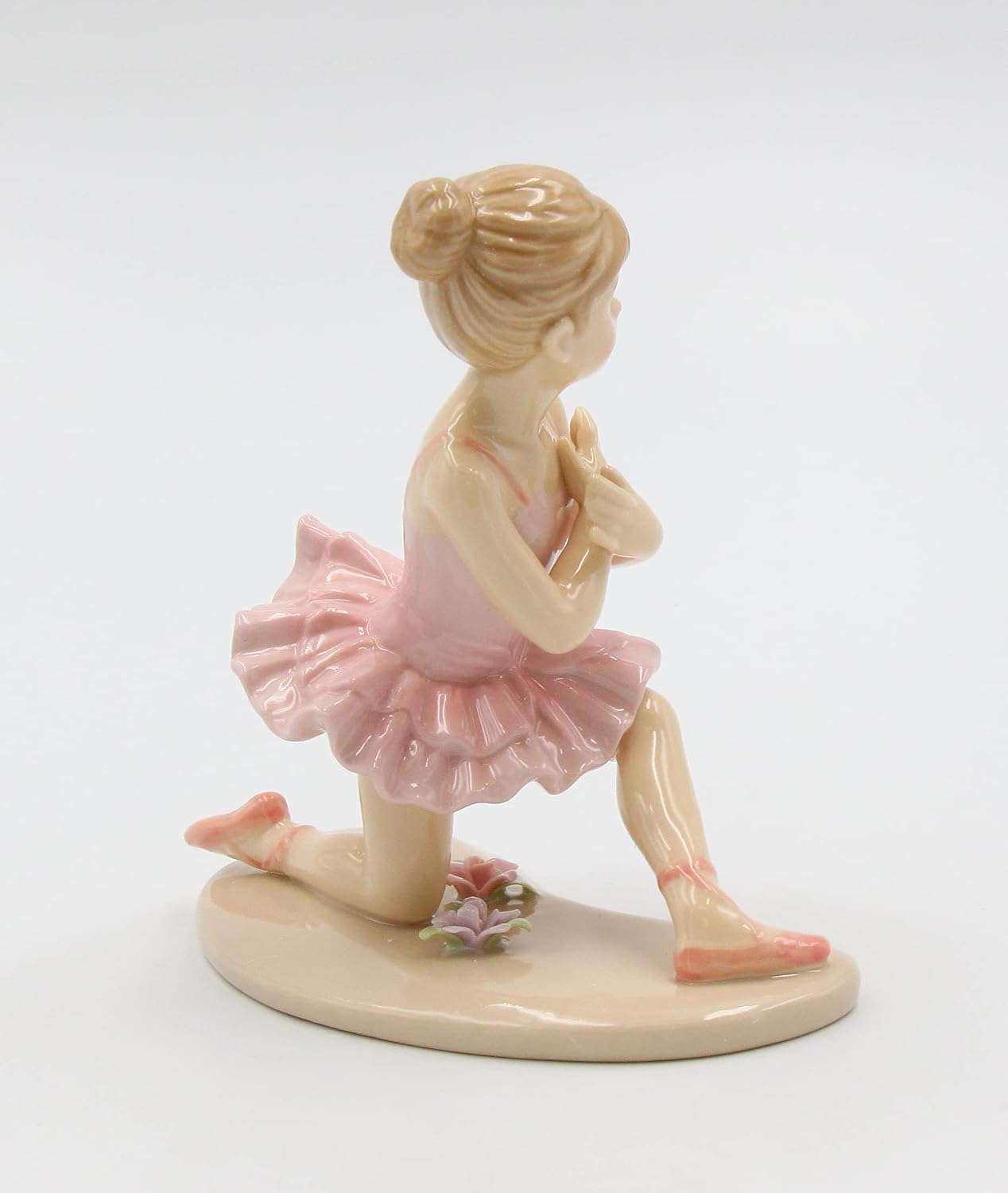 Cosmos Gifts Fine Porcelain Ballerina in Pink with Knee Down Ceramic Figurine 4-1/2" H