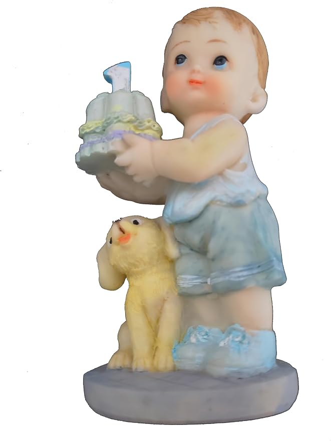 Party Favors Plus First Birthday Boy Figurine Blue 4.25 Inch 2 Count