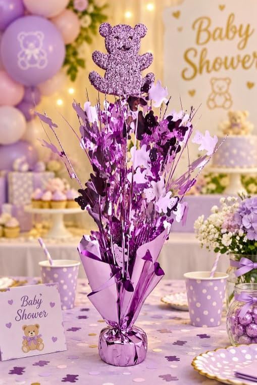 Pink Teddy Bear Baby Shower Balloon Weight Centerpieces, 2 Pieces