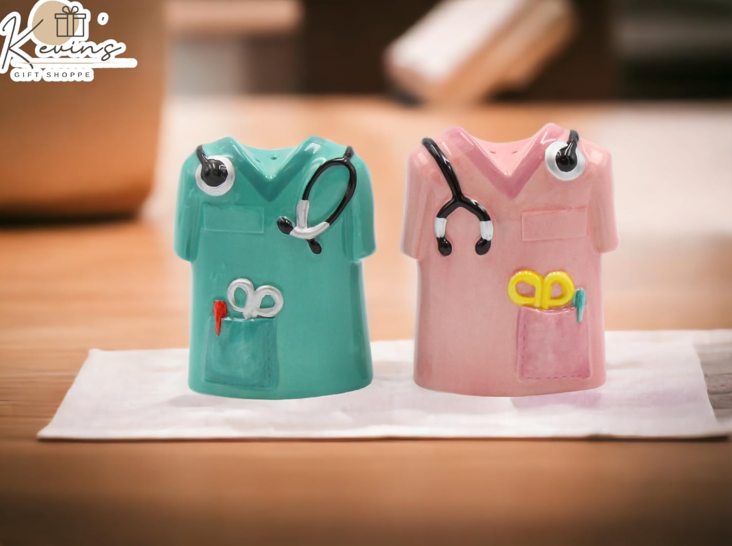 Cosmos Gifts Fine Ceramic Healthcare Heroes Nurse Doctor Scrubs Salt & Pepper Shakers Set 3-1/2" H