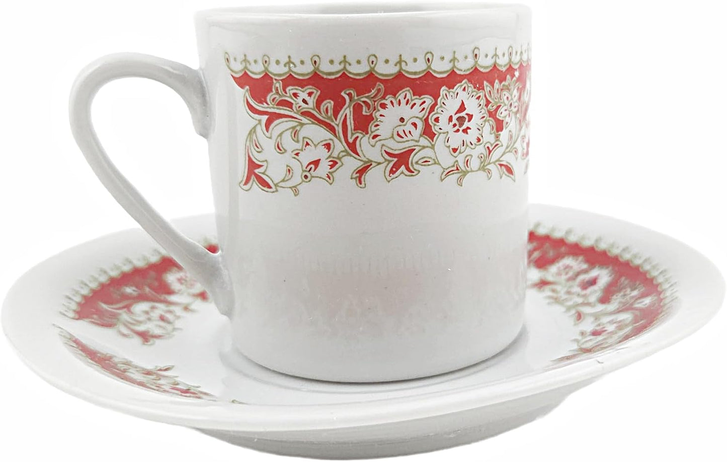 Party Favors Plus Fine Porcelain Coffee Cup and Saucer Set 12 Piece White Floral