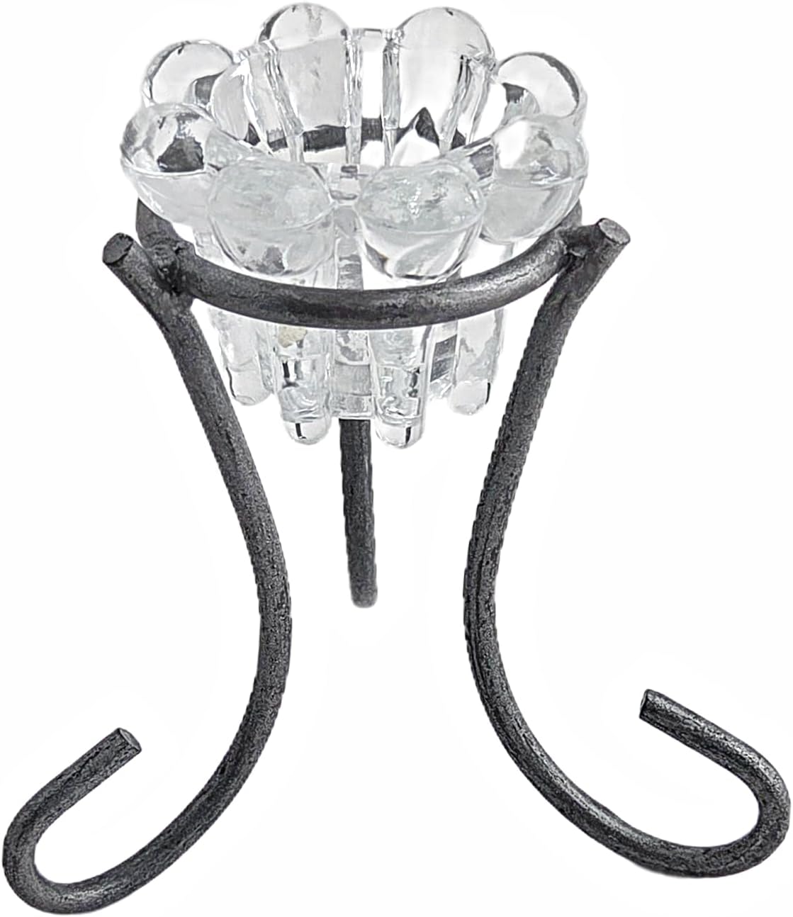 Party Favors Plus Glass and Metal Tea Light Candle Holder Clear Black 4.75 Inch Set of 2
