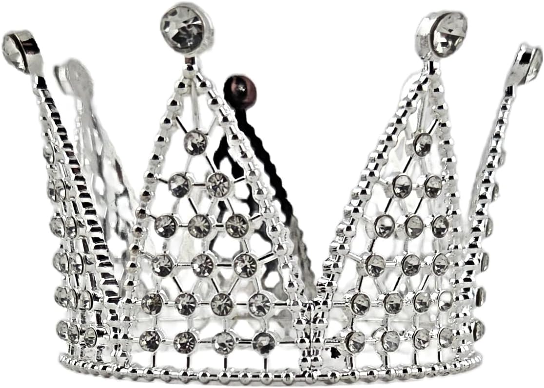 Party Favors Plus Silver Rhinestone Alloy Mini Crown 3.75 Inch Diameter 2.15 Inch Height Decorative Tiara