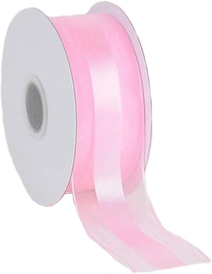 Party Favors Plus Light Pink Organza and Satin Ribbon 1.5in 25 Yards