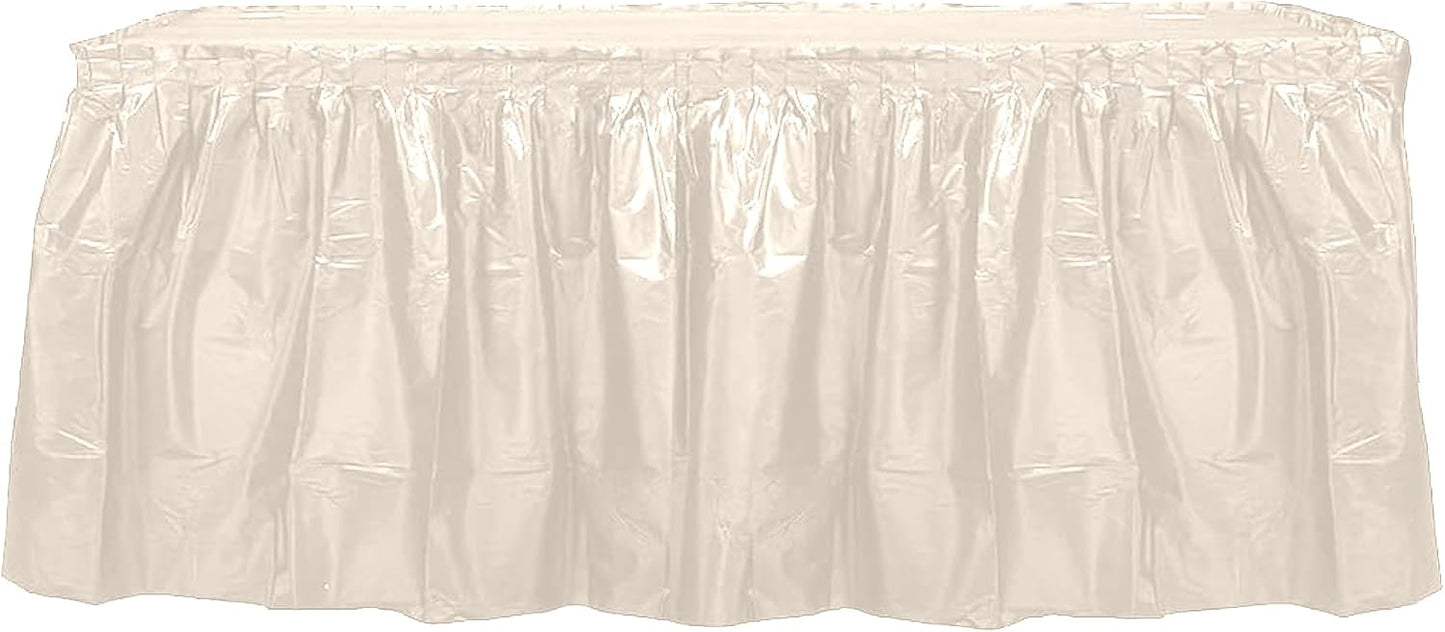 Party Favors Plus Ivory Plastic Rectangular Tablecloth with Matching Table Skirt 54x108 Inches 2 Piece Set