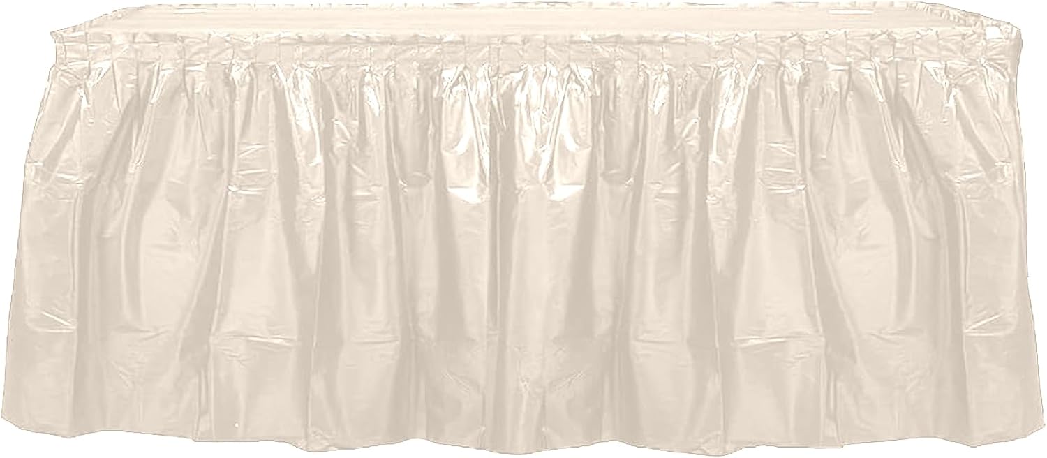 Party Favors Plus Ivory Plastic Rectangular Tablecloth with Matching Table Skirt 54x108 Inches 2 Piece Set