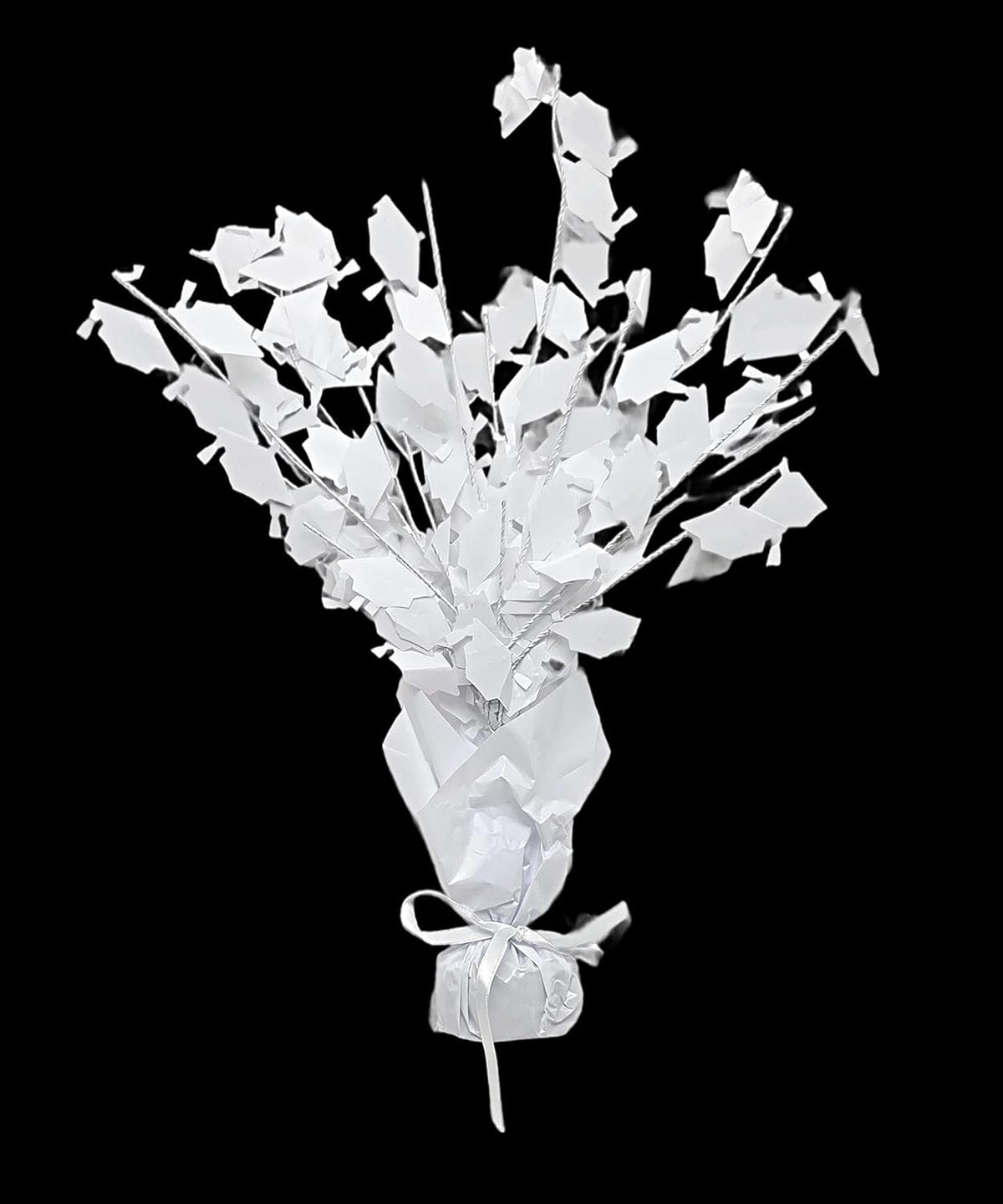 White Graduation Hats Balloon Weight Centerpiece, 2 Pieces