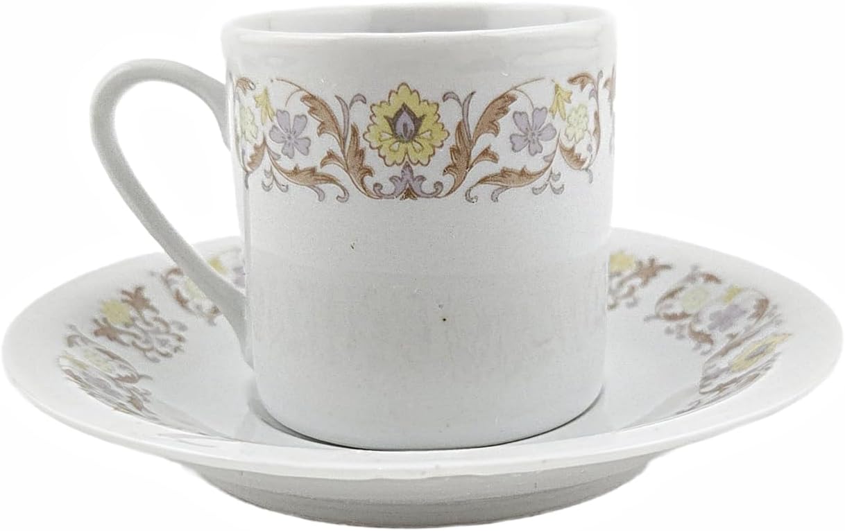 Party Favors Plus Fine Porcelain Coffee Cup and Saucer Set 12 Piece White Floral