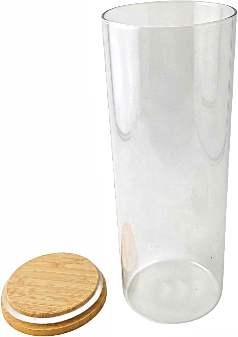 Party Favors Plus Smoke Glass Canister with Bamboo Lid 4 X 10.75 In