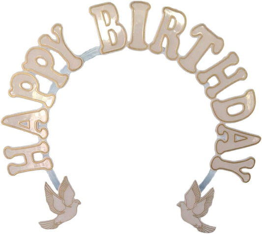 Party Favors Plus Happy Birthday Cake Decoration White Plastic Arch 9 X 9 Gold Accent