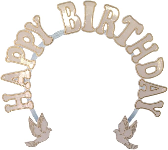 Party Favors Plus Happy Birthday Cake Decoration White Plastic Arch 9 X 9 Gold Accent