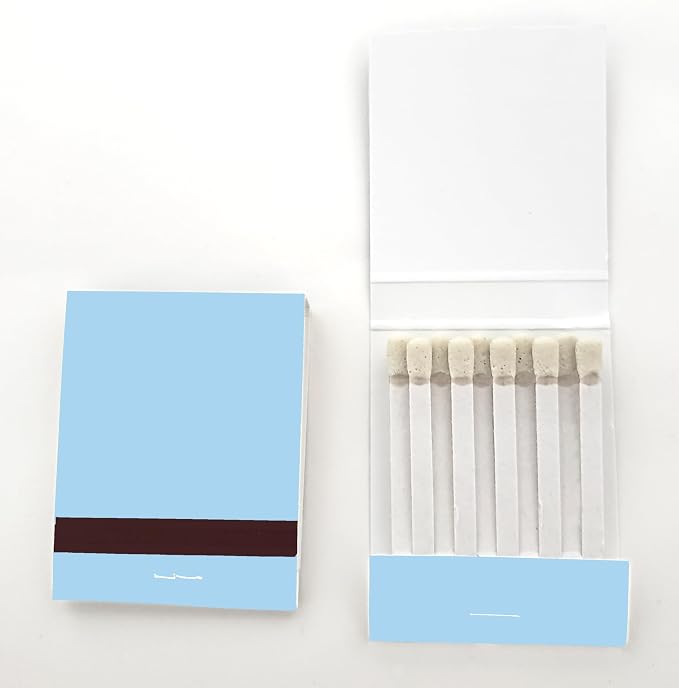 Party Favors Plus Plain Light Blue Matches 20 Strike Matchbooks 50-Pack