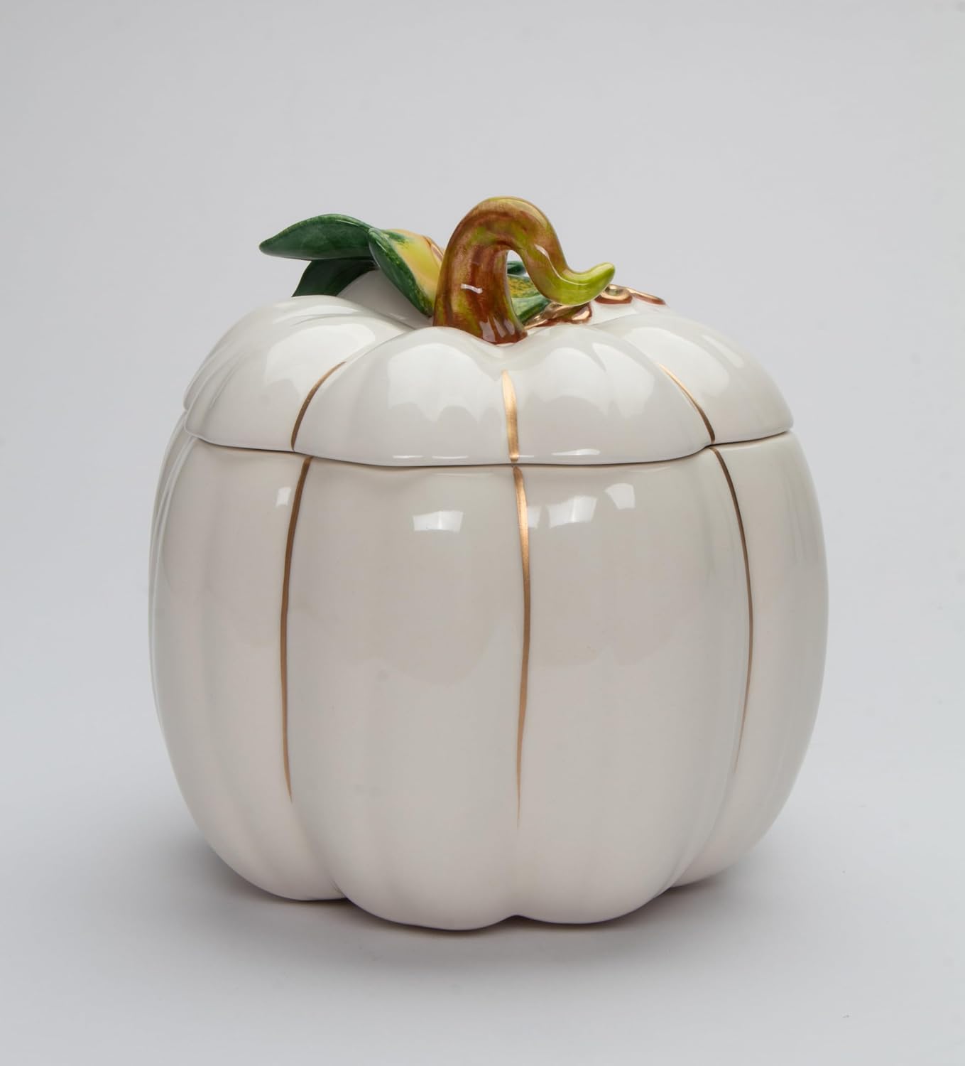 Cosmos Gifts Fine Ceramic Thanksgiving Harvest White Pumpkin Cookie Candy Jar 6-5/8" L