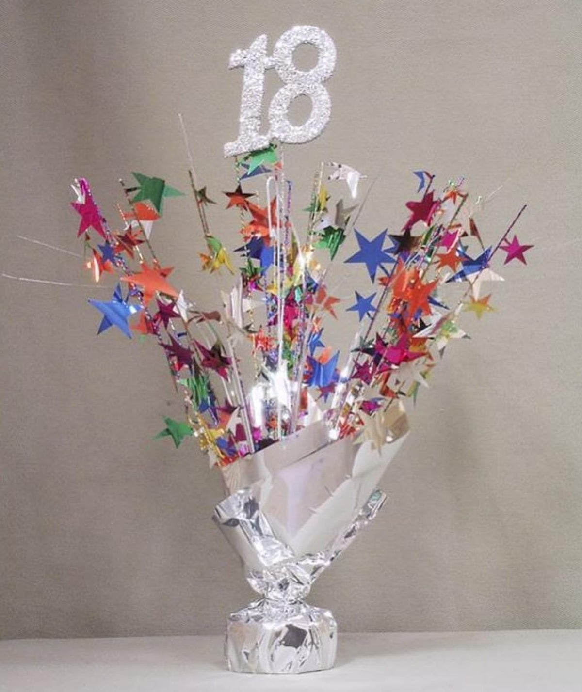 Multicolored Stars 18th Birthday Balloon Weight Centerpieces, 2 Pieces