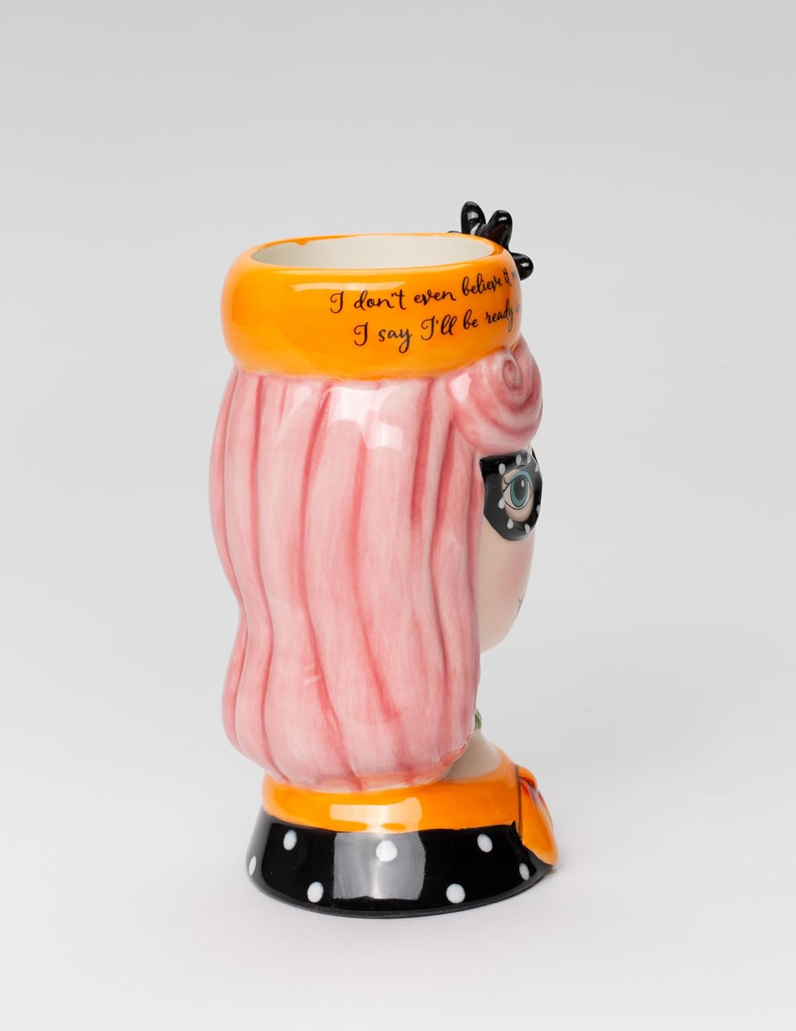 Cosmos Gifts Fine Ceramic Lady Pink Hair Pencil Vase Makeup Brush Holder 5-5/8" H 62609