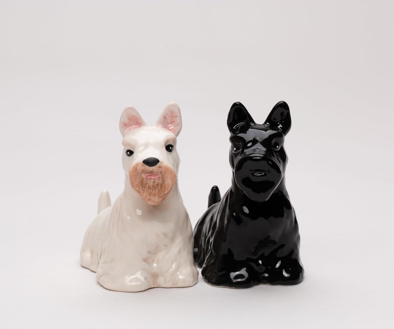 Cosmos Gifts Fine Ceramic Scottish Terrier Dogs Salt and Pepper Shakers Set 4" H Black White Beige