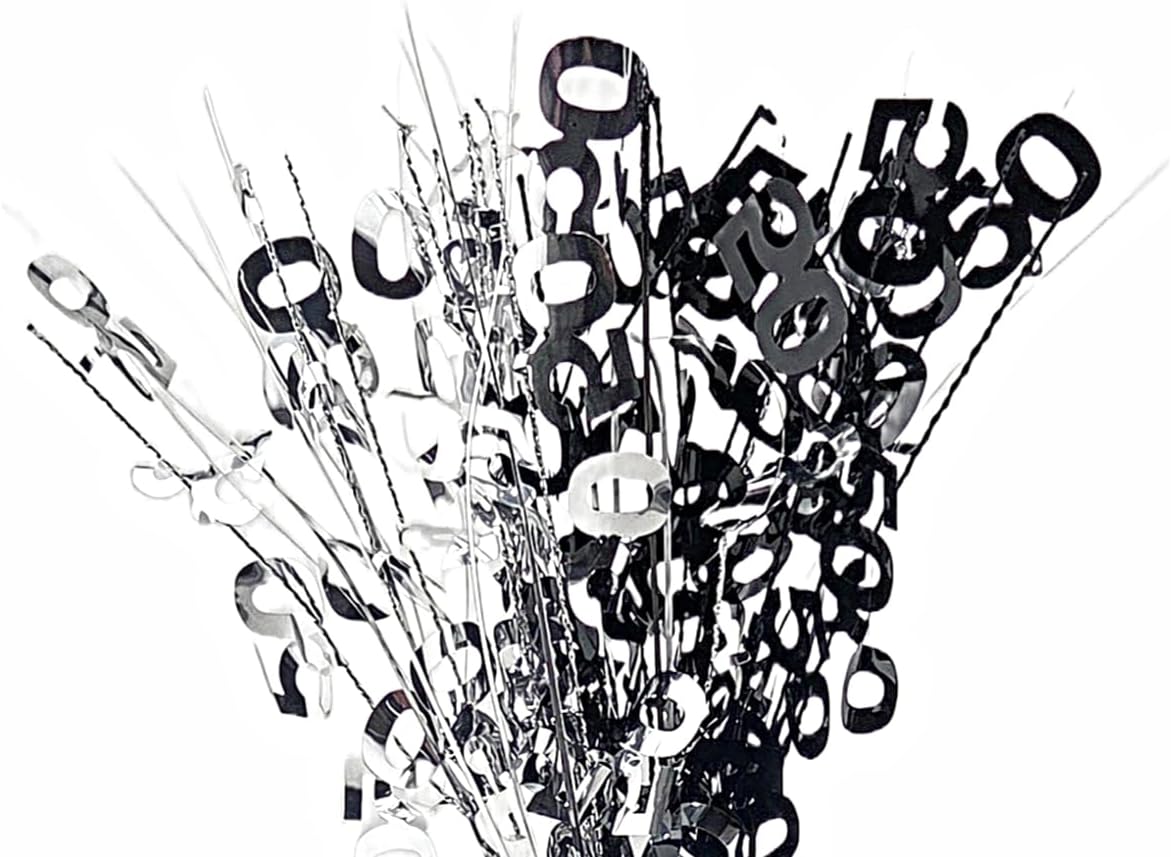 Black & Silver 50th Birthday Balloon Weight Centerpieces, 2 Pieces