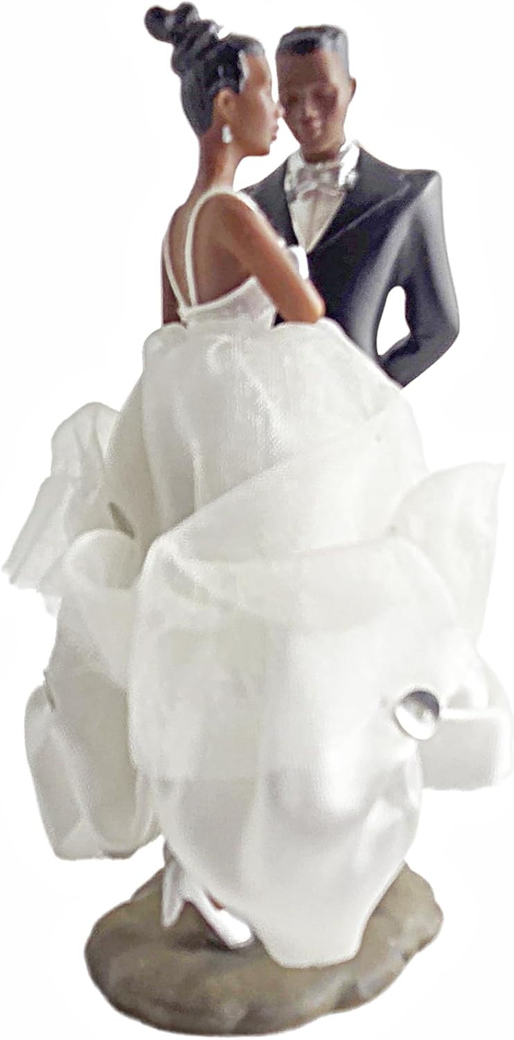 African American Bride and Groom Wedding Cake Topper, 1 Piece