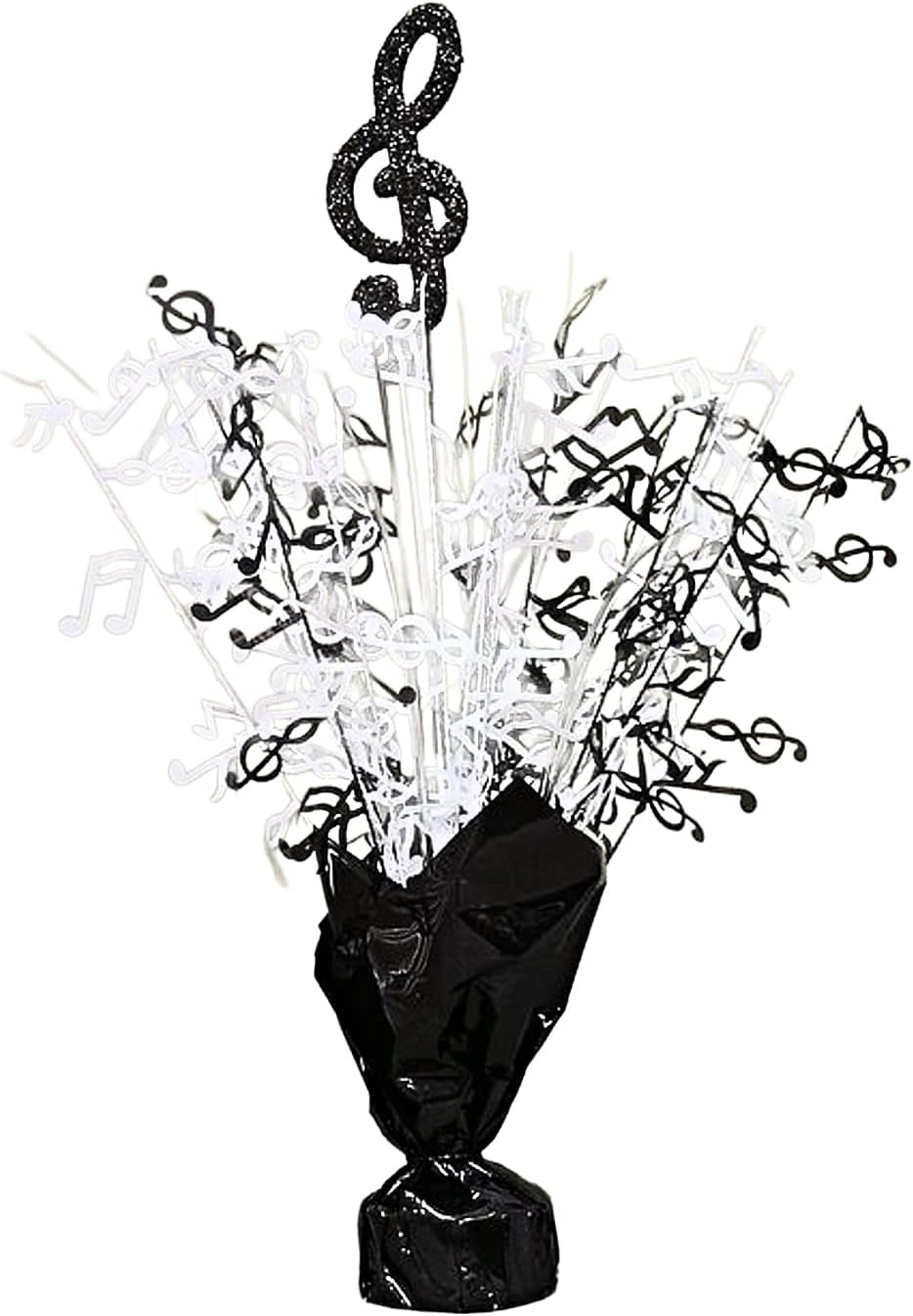 Black Music Note Balloon Weight Centerpieces with Glitter Treble Clef, 2 Pieces