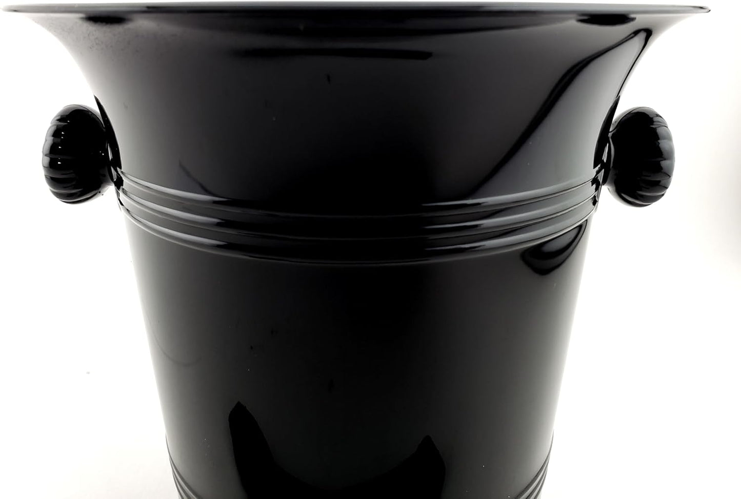 2 Disposable Black Plastic Base Ice Buckets with Tongs 6 x 6 Non Durable Plastic