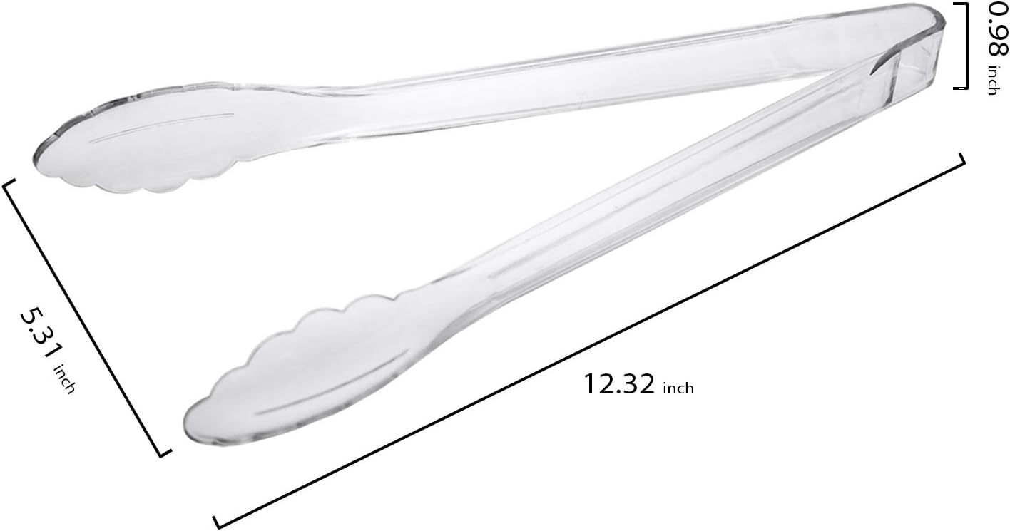 Party Essentials Hard Plastic 12" Serving Tongs, Clear